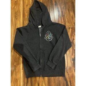 Universal Studios Harry‎ Potter Hoodie Kids Medium M Gray Zip Up Hogwarts Crest